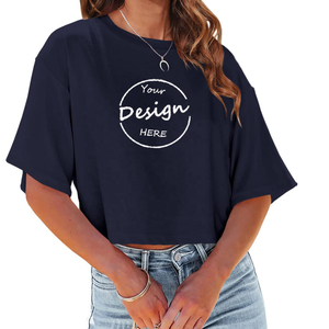 Camisetas Cortas de Algodón para Mujer al por Mayor, de Alta Calidad y Precio Económico, Cuello Redondo, Básicas, Lisas, Personalizables - Product Image 2