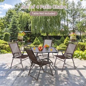 Ensemble de 4 chaises pliantes en acier pour patio, camping et terrasse - Product Image 3