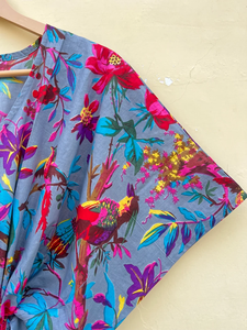 Vestido Kaftán Informal de Verano con Estampado Floral Tropical de Naaz Textile, Vestido sin Mangas de Algodón Digital para Mujer, Playa, Islas del Pacífico Asiático - Product Image 5