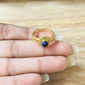 Market Favorite <b>Lapis</b> <b>Lazuli</b> Spiral Design <b>Ring</b> 18k Gold Plated Dainty Brass <b>Ring</b> Statement Vintage Handmade Wholesale <b>Ring</b> - Product Image 2