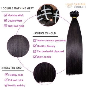 Extensiones de Cabello Humano Natural Vietnamita Virgen de Primera Calidad, Liso, Negro, de hasta 100 cm - 40 Pulgadas, Muestra Gratis Disponible - Product Image 5