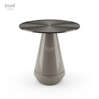 Table d'appoint ronde de luxe moderne, table d'appoint minimaliste à finition brillante, table d'appoint nordique pour salon