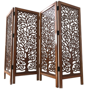 Handmade Wooden Room Divider Folding Privacy <b>Screen</b> Decorative Carved <b>Partition</b> Panel | Freestanding Home Office Decor Divider - Product Image 1