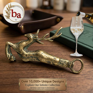 Décapsuleur vintage en bois et laiton, motif bois de cerf, écologique, de luxe, réutilisable, accessoire de bar pour bière, soda, mariage, usage domestique - Product Image 1