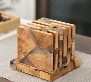 Handmade Wooden Resin Coasters With Golden Epoxy Art Home Decoration Craft - Product Image 2