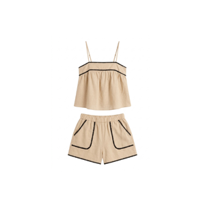 Wholesale Sweet Two-Piece Set with Dot Pattern Bow <b>Top</b> and Shorts For Women Spring/Summer Casual Cotton Fabric Women's Set - Product Image 2