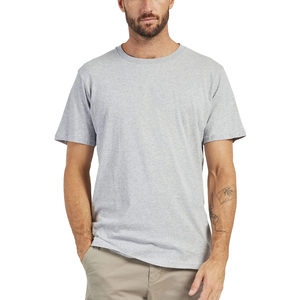 Camiseta de Algodón Gris para Hombre, Manga Corta, Cuello Redondo, Corte Regular, Estilo Casual, Color Sólido, Diseño Liso - Product Image 1