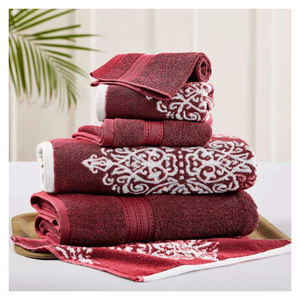 Serviette de bain en coton pur jacquard teint en fil, séchage rapide, douce, très absorbante, pour la maison et l'hôtel - Product Image 1