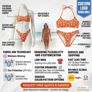 Maillot de bain bikini sublimation personnalisé pour femme avec logo imprimé sur le devant, deux pièces, fabricant OEM, service OEM de personnalisation de logo - Product Image 5