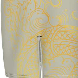 Pantalones Cortos Deportivos Casuales para Hombre, Color Verde Oliva, con Estampado Lateral Amarillo, de Secado Rápido, Cintura Media, Tejido de Punto con Spandex, 180g - Product Image 5