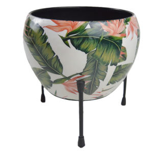 Maceta Decorativa con Diseño Floral y Acabado Colorido, con Soporte de Color Brillante, Ideal para Decoración de Restaurantes - Product Image 2