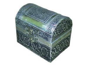 Handcrafted Embossed Metal Jewelry Storage <b>Box</b> with <b>Lock</b> | Vintage Design Decorative Trinket Organizer Chest - Product Image 2