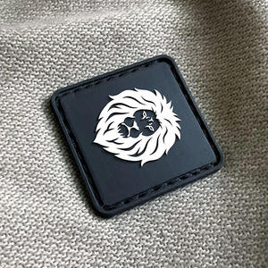 Square Rubber Patch With 3D Embossed Lion <b>Head</b> Design For Bags Sew-On <b>Style</b> - Product Image 4