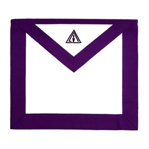 Cryptic Council Member <b>Apron</b> Lambskin <b>White</b> <b>Apron</b> & Purple Moire Ribbon Border Embroidered Flap - Product Image 1
