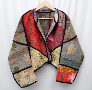 Dernière collection : Veste Kantha en coton imprimé à rayures, broderie indienne Suzani faite à la main, manteau royal pour femme, idéal pour l'extérieur - Product Image 2