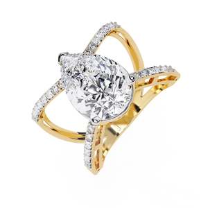 Anillo de Boda Elegante con Halo para Mujer, Anillo de Compromiso Clásico con Constelación, Chapado en Oro y Rodio, con Perla de Agua Dulce Brillante y Fina - Product Image 2