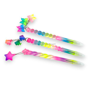 Rainbow <b>Colored</b> Ballpoint <b>Pens</b> 0.5mm Plastic 17cm Novelty with 3 Zoo Animals Charm - Product Image 4