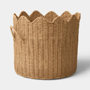Cesta de Mimbre Natural Tejida a Mano con Borde Festoneado, Maceta Decorativa de Mimbre para Plantas de Interior, Sala de Estar - Product Image 2