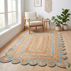 150 × 240 cm Rectangular Braided Jute Living Room Rug with Ivory Double Border - Product Image 4