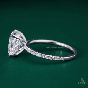 Bague de fiançailles en diamant de laboratoire taille coussin ronde 3,312 carats D E, en or jaune ou blanc massif 9k 10k 14k 18k, alliance de mariage - Product Image 2