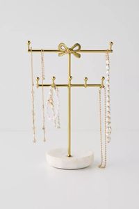 Minimalist Brass Jewelry Stand Geometric Design Tabletop Display For Bedroom Home Decor Durable Indoor Use - Product Image 4