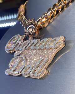 Colgante de Moissanita VVS Estilo Hip Hop con Cadena, Plata 925, Dijes de Letras Personalizables, Bañado en Oro de 18k - Product Image 4