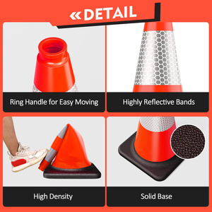 CITICITY 28" PVC Traffic Cones with Black Weighted Base & Reflective Collars, Orange Safety Cones for Parking, Road Control - Product Image 6