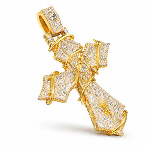 Pendentif personnalisé en argent 925 plaqué rhodium glacé avec photo de croix chrétienne Jésus, en moissanite, breloque religieuse, cadeau parfait pour collier - Product Image 1