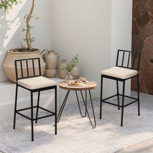 Moderne sedie da bar in 2 pezzi, struttura in metallo resistente, per interni ed esterni, resistente a tutte le condizioni atmosferiche, sedile in PU staccabile - Product Image 4