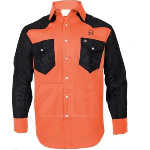 Camisa Ignífuga CAT2 Resistente a las Llamas 8.2cal/cm2 ATPV NFPA 2112 al por Mayor, Nivel de Protección, Color Rojo y Negro, Ligera, de Algodón, para Soldadura - Product Image 1