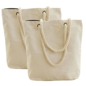 กระเป๋าผ้าแคนวาสขนาดใหญ่พิเศษแบบมีหูหิ้วเชือก พิมพ์ลายตัวอักษรโลโก้ตามสั่ง ทนทาน ใช้ซ้ำได้ เหมาะสำหรับใส่ของไปชายหาดหรือช้อปปิ้ง - Product Image 5