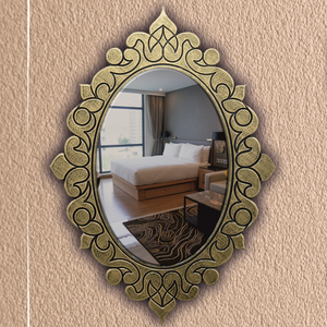 Espejo con Marco Dorado Antiguo, de Pared, Forma Ovalada, Estilo Decorativo para el Hogar - Product Image 1