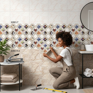 Carreaux muraux numériques en céramique à finition brillante pour salon moderne, effet brique décorative, 250x375mm - Product Image 2