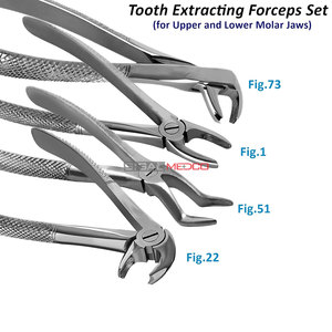 Juego de Fórceps para Extracción Dental FIG 1 FIG 22 FIG 51 FIG 73, Fórceps Profesionales para Extracción Dental de Molares Superiores en Adultos - Product Image 2