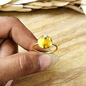 Unique Design Minimalist Moonstone <b>Ring</b> Boho Brass Band Women 18k Gold Plated Dainty Geometric <b>Dome</b> Statement Wholesale/OEM/ODM - Product Image 3