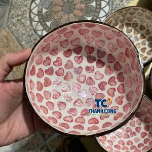 Cuenco de Coco Lacado Más Vendido, Elegante Concha de Perla Violeta, Arte Geométrico, Regalo Único de Tienda de Souvenirs - Product Image 1