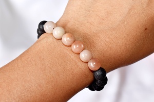 Natural <b>Crystal</b> Moonstone Diffuser Semi Precious Lava Stone <b>Bracelet</b> Positive Energy Stress Relief Fashion - Product Image 3