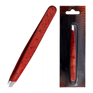 Pince à épiler HARBOR INDUSTRY en acier inoxydable rouge moucheté, pointe carrée, légère, professionnelle, durable, outil de précision pour le visage - Product Image 3