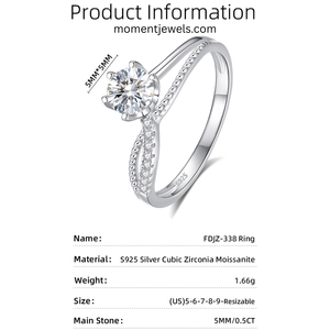 925 Sterling <b>Silver</b> Moissanite <b>Ring</b> Round O Shape Design Shiny Rhodium Plated Stylish Daily Wear Jewelry Women - Product Image 4