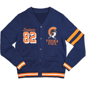Cardigans à col en V bleu marine à manches longues et boutons pour homme Virginia State Trojans 82 – Tenue décontractée - Product Image 1
