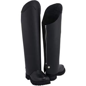 2025 MLM5556 Demi-galon de cavalier unisexe en cuir noir avec fermeture éclair dorsale - Product Image 2