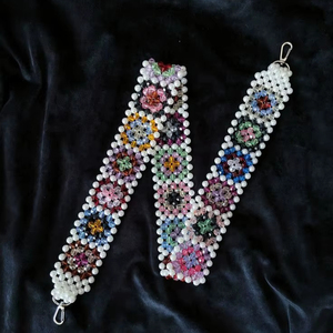 <b>White</b> Floral Beaded Strap Elegant Handmade Designer Strap - Product Image 1
