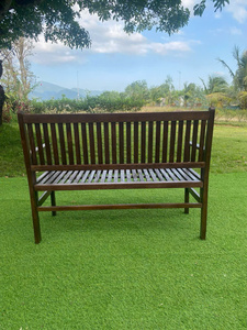Banc de jardin en bois d'extérieur 2 places à lattes, mobilier de jardin moderne marron - Product Image 2