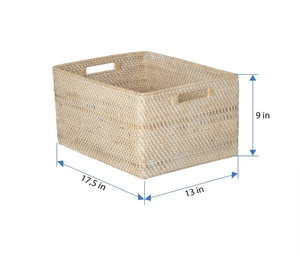 Artex HaiNam <b>Rectangular</b> Natural Rattan Storage <b>Basket</b> With Handles Rustic Multi-Purpose Organizer - Product Image 6