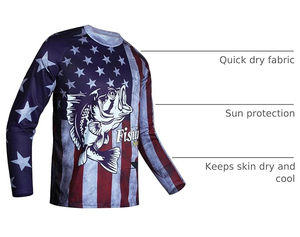 Chemise de pêche respirante anti-transpiration de haute qualité avec protection UV UPF 50+, manches longues, écologique, antibactérienne et performante - Product Image 3