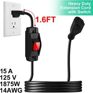 Outdoor Waterproof On/Off Switch Extension <b>Cord</b> Heavy Duty 125v/250v Black SJTW 6 Ft Power <b>Cords</b> & Extension <b>Cords</b> - Product Image 5