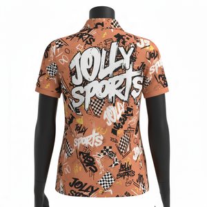 เสื้อโปโลผู้หญิงผ้าเจอร์ซีย์ผสมคอตตอน GSM ระบายอากาศได้ดี พิมพ์ลายทั่วตัว สไตล์สตรีท  รับสกรีนโลโก้ เสื้อโปโลผู้หญิง - Product Image 2