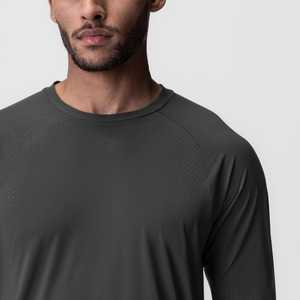 เสื้อยืดออกกำลังกายแขนยาวทรงโอเวอร์ไซส์ ดีไซน์ใหม่ ผ้าฝ้าย 95% ผสมอีลาสเทน 5% สำหรับผู้ชาย เสื้อยืดกีฬา - Product Image 6