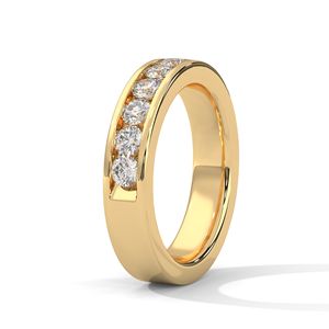 Anillo de Oro con Diamantes Cultivados en Laboratorio de Lujo, Diseño de Media Eternidad, Joyería Fina para Aniversario de Bodas, Estilo Diario - Product Image 2