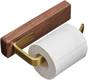 Porte-papier toilette en bois avec logo personnalisé, étagère et support pour téléphone, fixation murale, produit le plus vendu - Product Image 4